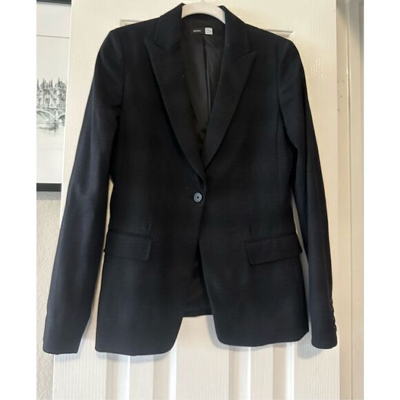 Saks 5th avenue black plaid print monochromatic jacket